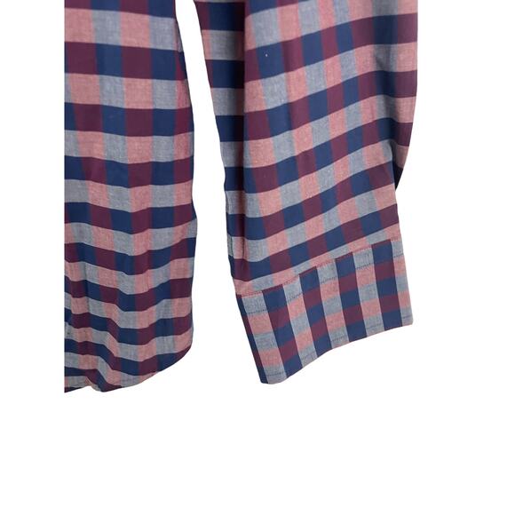 Banana Republic Medium Button Shirt Slim Fit Long Sleeve Blue Red Plaid Gray - Picture 5 of 10